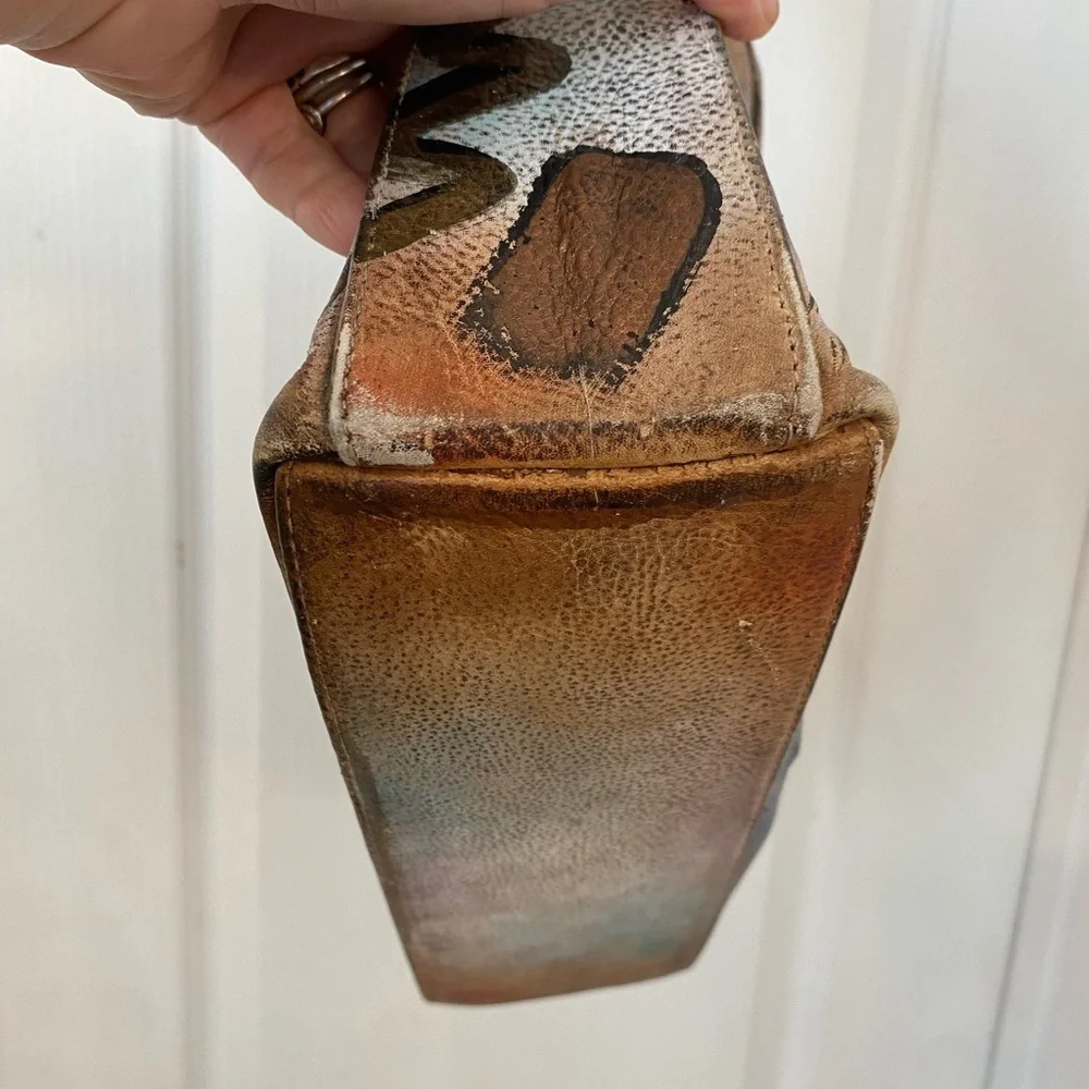 Anuschka Womens Vintage Hand Painted Medium Sized Purse Handbag